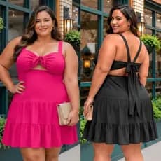 Vestido Plus Size Feminino Soltinho Casual com amarração Tam Unico 46 ao 52
