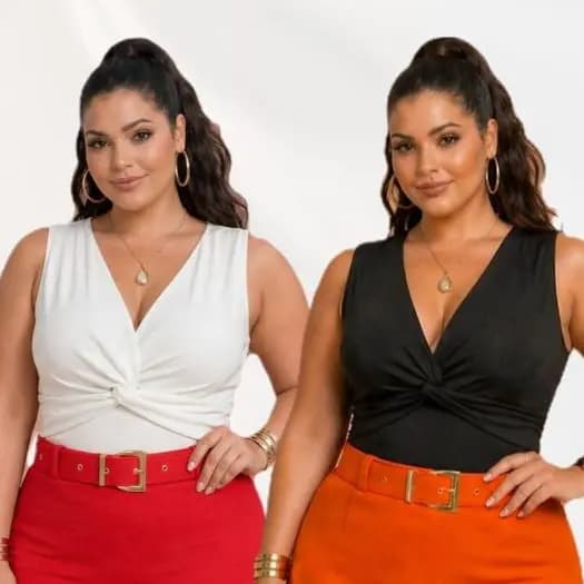 Body Plus Size Feminino transpassado Plus Tam único 46 ao 50