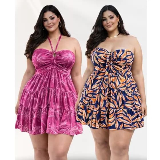 Vestido Plus Size Feminino Tomara Que Caia com Alça Veste Tam único 46 ao 50