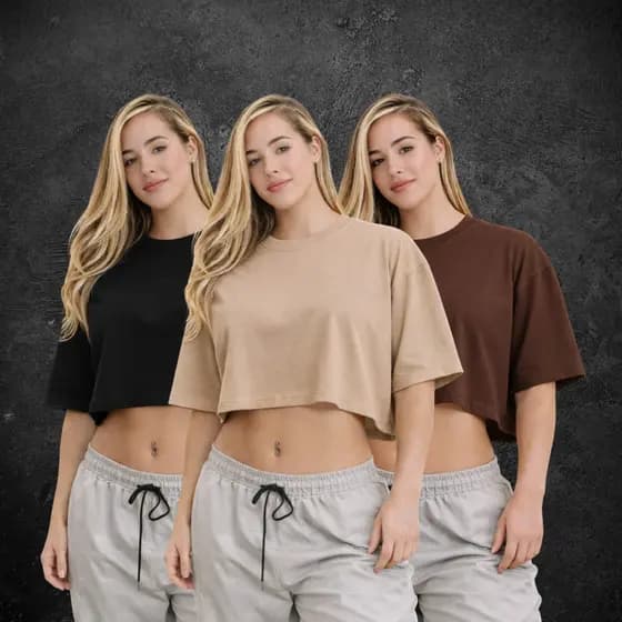 Kit 3 Cropped Oversized Feminino 100% Algodao