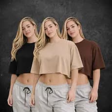 Kit 3 Cropped Oversized Feminino 100% Algodao