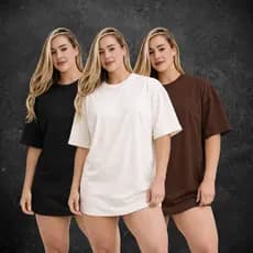 Kit 3 Camiseta Oversized Feminina 100% Algodão