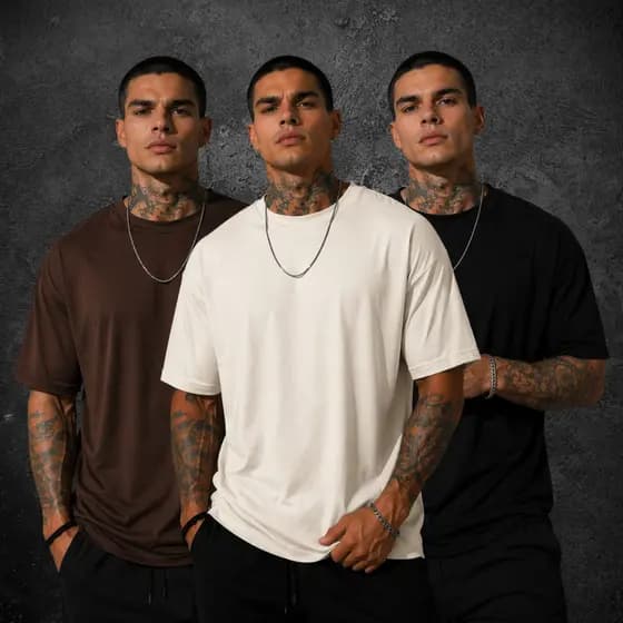Kit 3 Camiseta Masculina Oversized Lisa Algodão Premium Streetwear Básica Confortável