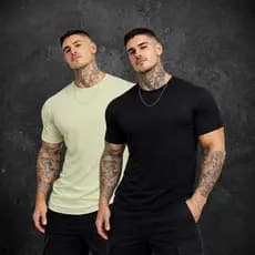 Kit 2 Camiseta Masculina Básica Lisa Algodão Premium Caimento Perfeito Confortável Streetwear
