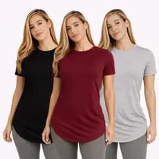 Kit 3 Blusa Feminina LongLine Camiseta Academia Lisa Basica Promoção