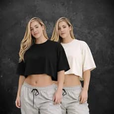 Kit 2 Cropped Oversized Feminino Streetwear Básico Algodão Premium Confortável