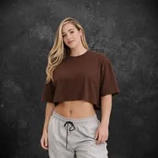 Cropped Oversized Feminino Algodão Moda Gringa Camiseta Colegial Americana Cropped gringa
