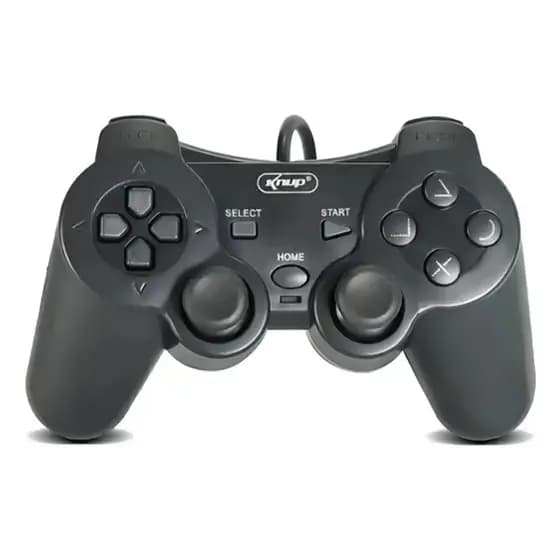 Controle Knup Com Fio Plug And Play Dualshock Preto Para PS2