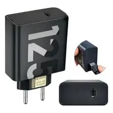 Carregador Turbo 125w Motorola Tipo C Entrada E Saída Preto