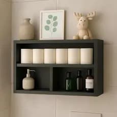 Nicho com Divisórias Preto Fosco para Decoração e Organização 100% MDF 15mm