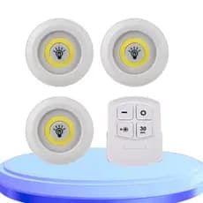 Kit 3 Luminária Lâmpada Led Spot Sem Fio Com Controle Remoto Lâmpada Led Sem Fio