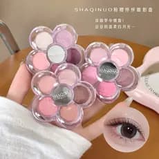 Paleta de Sombras SHAQINUO Flor de Cerejeira Rosa, 6 Cores, Sombras Peroladas Iluminadoras, Pó Não Volátil, Tudo em Um