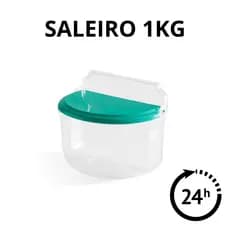 Saleiro 1kg em Acrílico Transparente com Tampa Colorida Verde, Rosa ou Preta