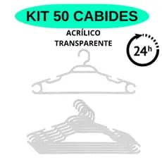 Conjunto de Cabides Master Adulto Acrílico Transparente Kit com 30 ou 50 Unidades