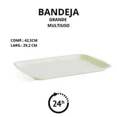 Bandeja Grande Multiuso 42,5 x 29,2 cm Ideal para Refeições e Uso Diário Branca