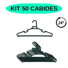 Cabides Adulto Preto Kit 30 ou 50 Unidades Antideslizante e Reforçado