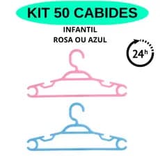Kit com 30 ou 50 Cabides Infantis de Cristal Cores Azul ou Rosa 28 cm