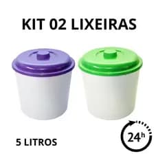 Kit 02 Lixeiras 5 Litros com Tampa Colorida para Pia da Cozinha