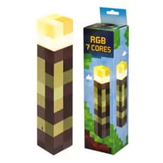 Luminária Minecraft Recarregável Tocha Moderna USB 28cm Quarto Gamer Vazzo