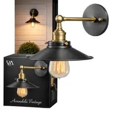 Arandela Vintage Industrial Preto Dourado Soquete E27 Bivolt Nordic Sala Parede Quarto Vazzo