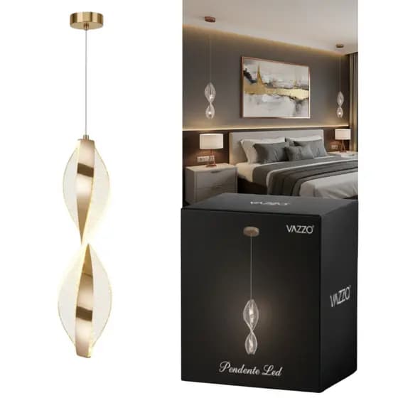 Luminária Pendente Espiral 7w LED 3 em 1 Sala Quarto Banheiro Moderno Bivolt Vazzo