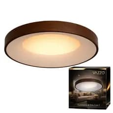 Lumirária Plafon Madeira 40w 50cm 3 em 1 Moderno Sala Quarto Suite Bivolt Vazzo