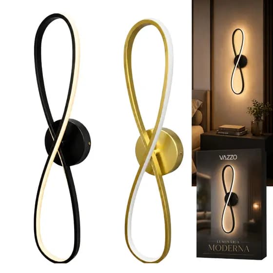 Luminária Arandela Moderna 27w 3 Cores LED Integrado Sala Quarto Lavabo Bivolt Vazzo