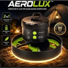 Ventilador Portátil Recarregável USB Com Luz LED Para Barraca Camping Viagem AeroLux