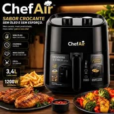 Fritadeira Air Fryer Elétrica 3,4L Sem Óleo 1200W Cozinha Saudável ChefAir
