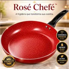 Frigideira Cerâmica 26cm Antiaderente Premium Rosé Chefé™ Cozinha Saudável