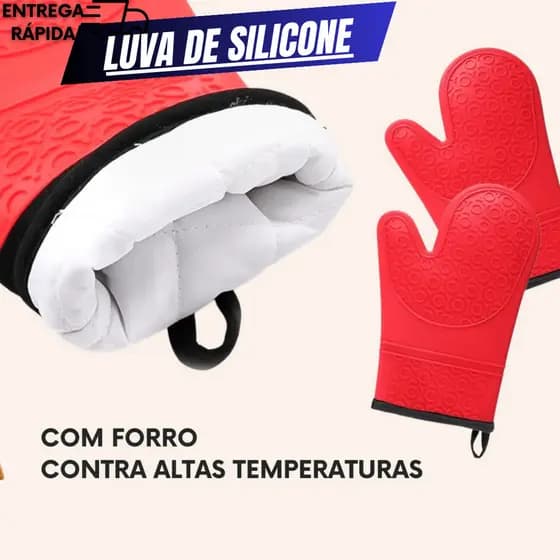 Luva Térmica de Silicone para Forno e Cozinha+ Brinde Surpresa