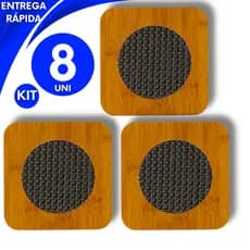 Kit Jogo 8 unidades Descanso Para Panela Quente MDF 14,5 Cm Casa Cozinha Jantar Linha Premium Resistente Quadrado