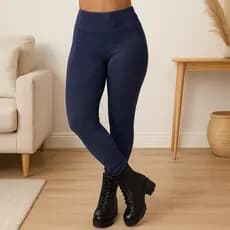 Calça de Veludo Canelado Leg Skinny Legging Cintura Alta Inverno de Frio Cotelê