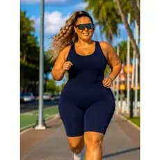 Macaquinho Plus Size Fitness Suplex Academia Yoga Corrida Pilates Caminhada Hidroginástica Suzana