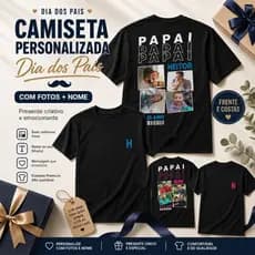 Camiseta Masculina Personalizada com Fotos Nome Presente Dia dos Pais