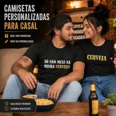 Kit Camisetas Personalizadas para Casal com Foto e Frase Namorados Marido Esposa Presente criativo