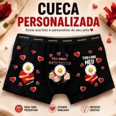 Cueca Boxer Personalizada com Foto Cueca Masculina Presente Romântico Criativo
