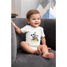 Body Bebê Branco Estampa Personagens Clássicos Desenho Infantil Promoção