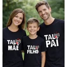 Kit 3 Camisetas Família Tal Pai Tal Mãe Tal Filho Camisas Combinando Personalizadas Time Tricolor