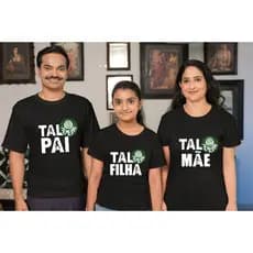 Kit Camisetas Família Tal Pai Tal Mãe Tal Filha Camisa Preta Personalizada Família