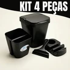 Kit Pia Elegance Lixeira 4,8 litros + Porta Detergente + Rodo de Pia + Porta Talher
