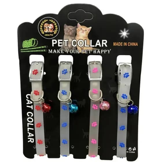 Kit c/ 4 Coleiras Neon c/ Sininho – Brilha no Escuro p/ Gato e Cachorro, Ideal p/ Uso Noturno LR-0080