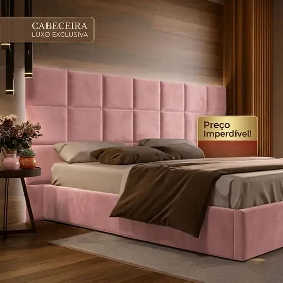 Kit Até 16 Placas Cabeceira de Cama Adesiva Estofada Modulada Box Solteiro Casal Queen King 40x30