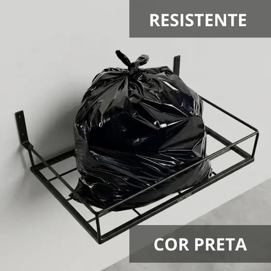 Lixeira de Parede Dobrável Para Área Interna e Externa Grande Resistente Ferro 60 cm Pouco Espaço