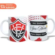 Caneca EC Vitória Presente Seu Nome Personalizada