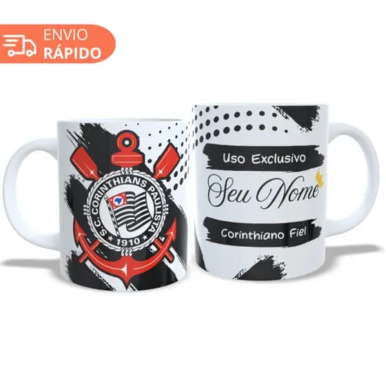 Caneca Corinthians Presente Seu Nome Personalizada