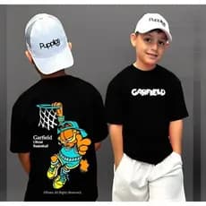 Camiseta Masculina Infantil Algodão Criança Streetwear Roupa De Menino Estampa Frente e Verso