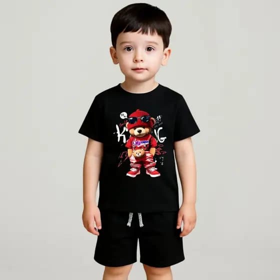 Conjunto Infantil Masculino Camiseta Infantil Menino + Bermuda Infantil Menino Moda