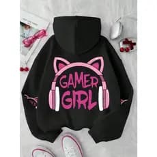 Moletom Feminina Infantil Canguru Com Capuz E Bolso Game Girl Estiloso Basico