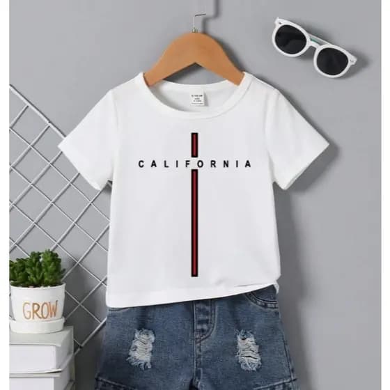 Camiseta Infantil Califórnia Algodão Básica Meninos Criança Infantil Masculino Enviamos Rapido